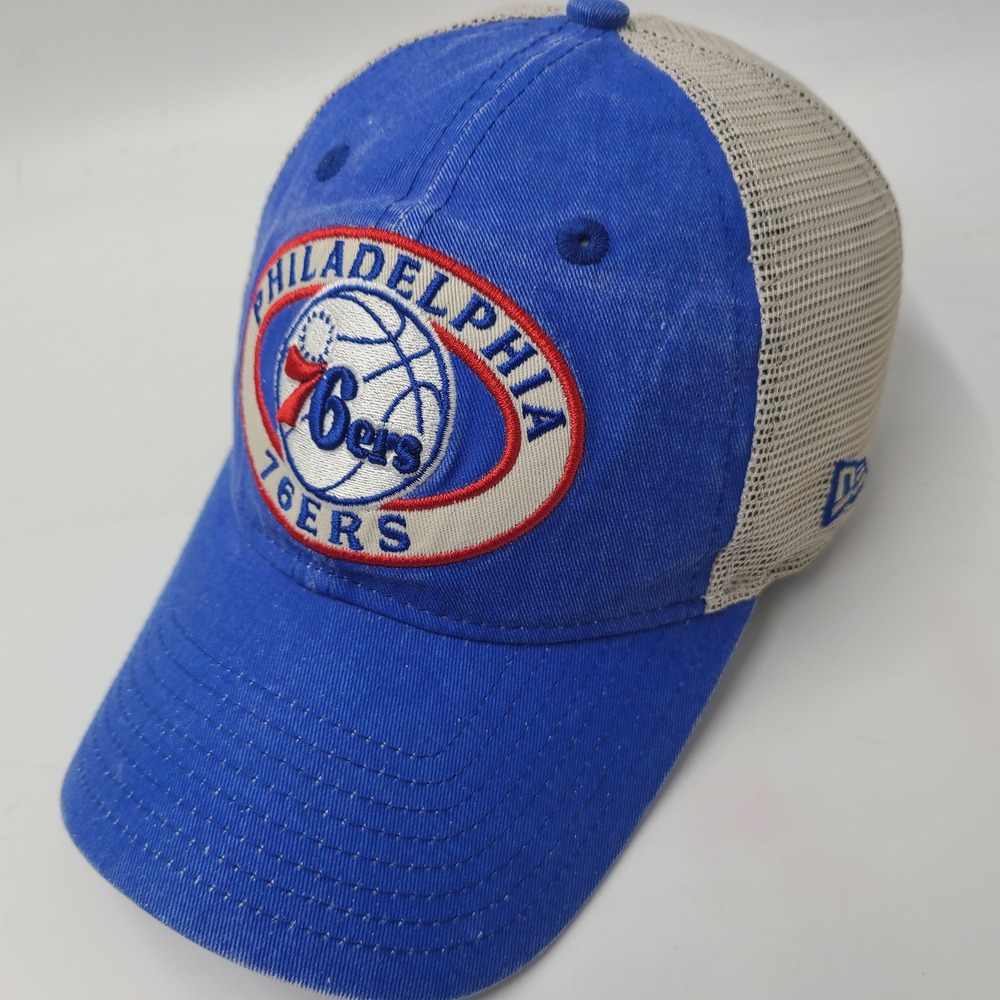 Philadelphia 76ers Hat Snapback Trucker Mesh New Era 9Twenty Blue Beige NBA Men